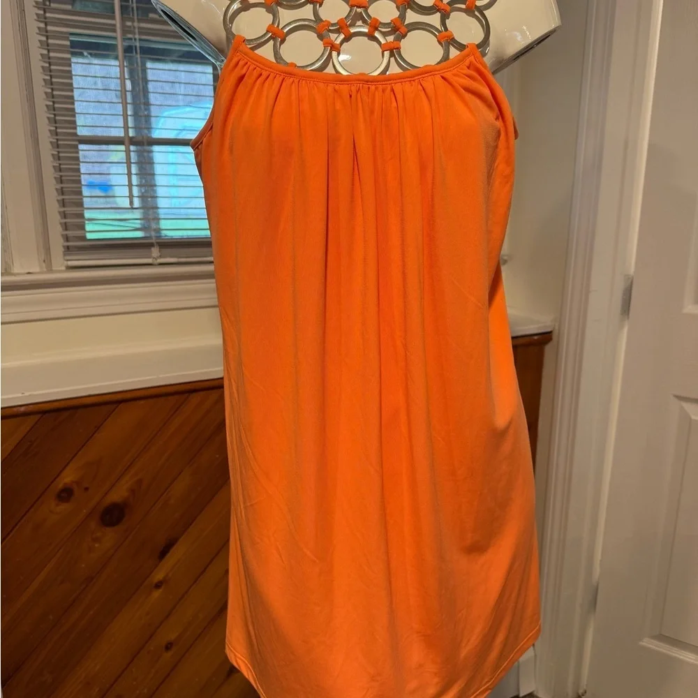 Boston Proper Orange Gold Ring Design Pullover Summer Dress size XS Knee length - Picture 2 of 11